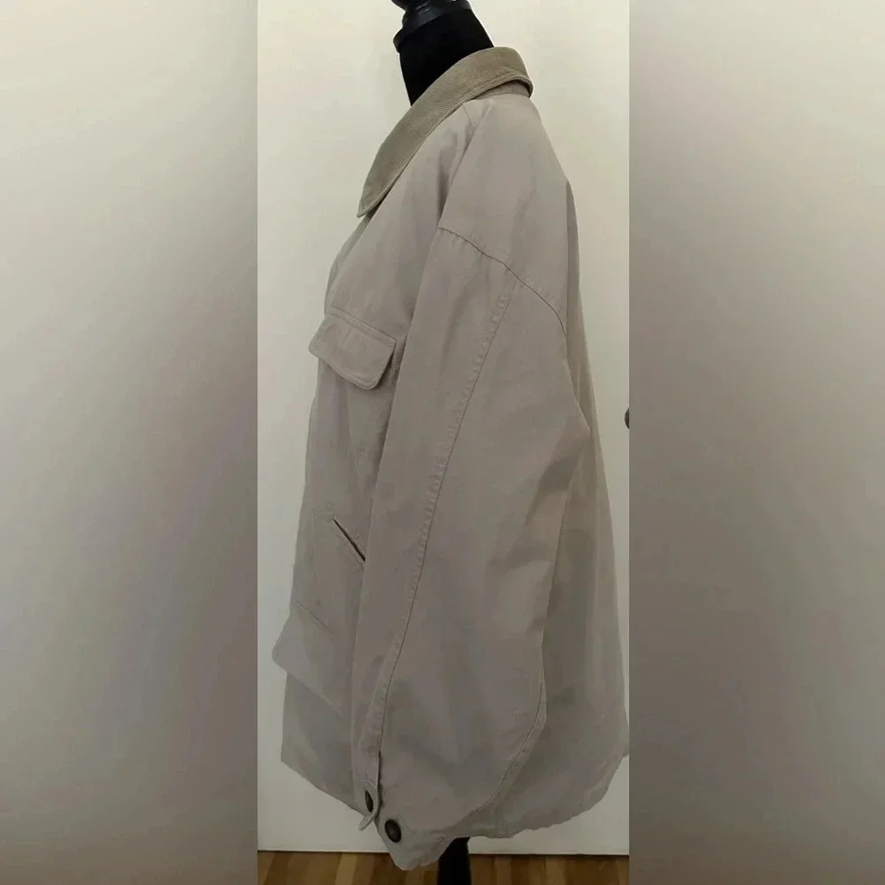 North Bay Mens Chore Barn Coat Corduroy Collar Detachable Liner Size Large
